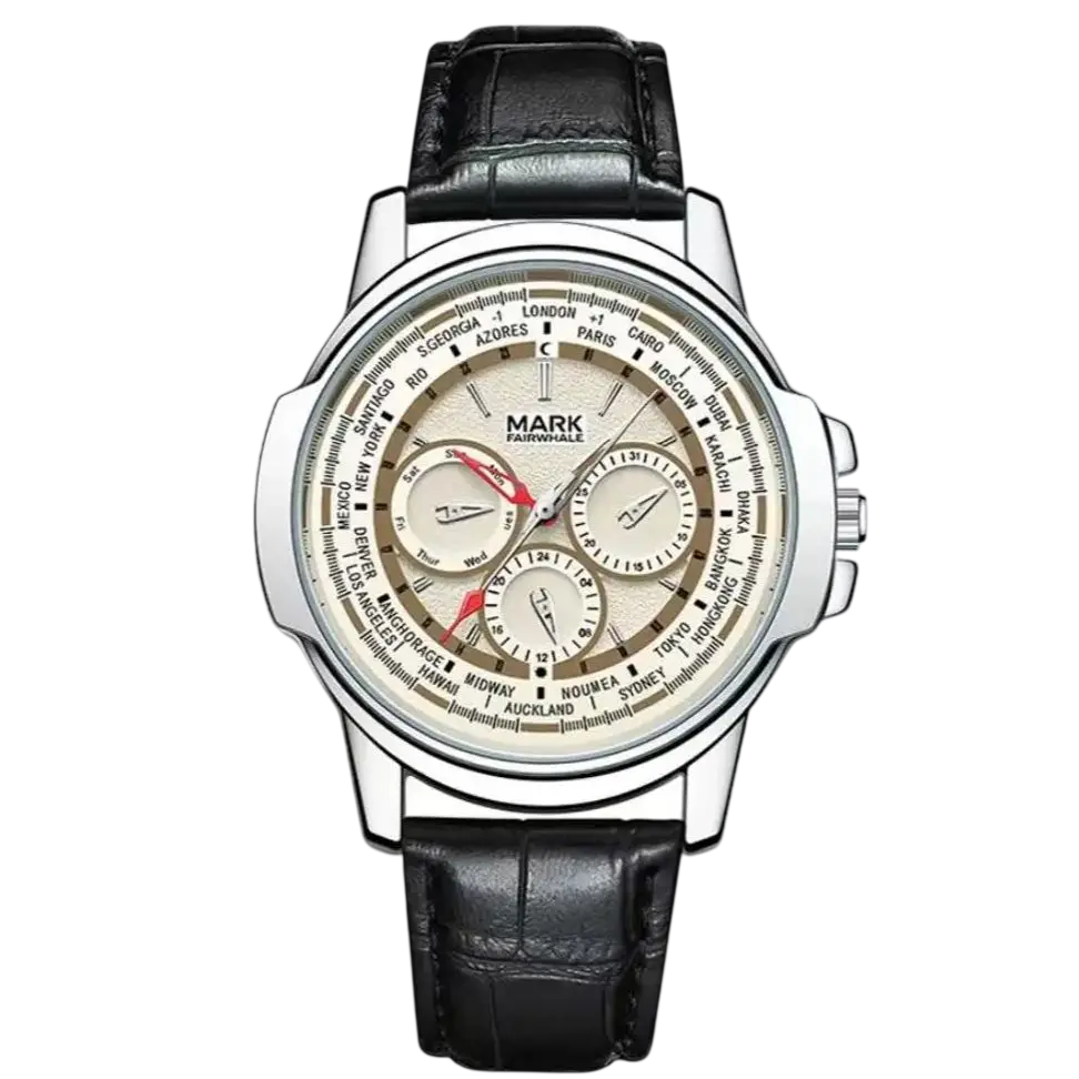 Mark Fairwhale FW-5018 LEATHVEX - Men's Quartz Leather Strap Watch