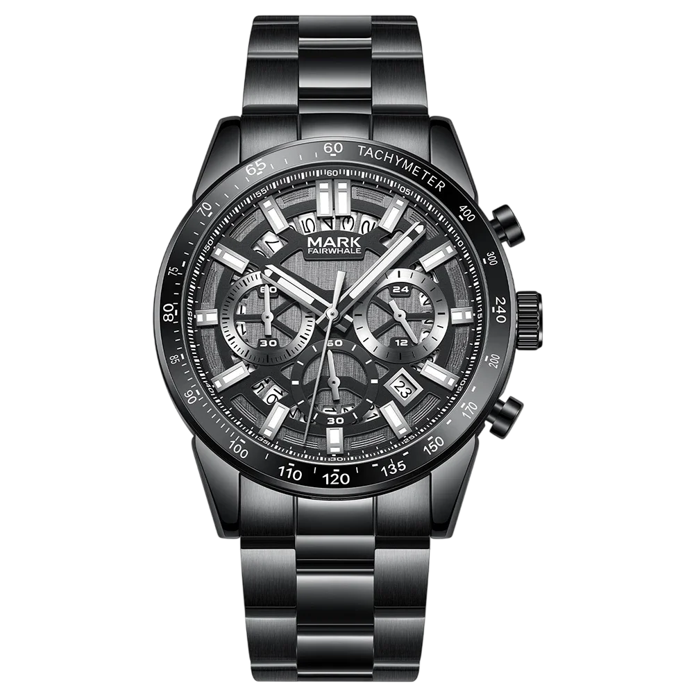 Mark Fairwhale FW-5880 ONYXARON - Men's Black Chronograph Sapphire Crystal Watch