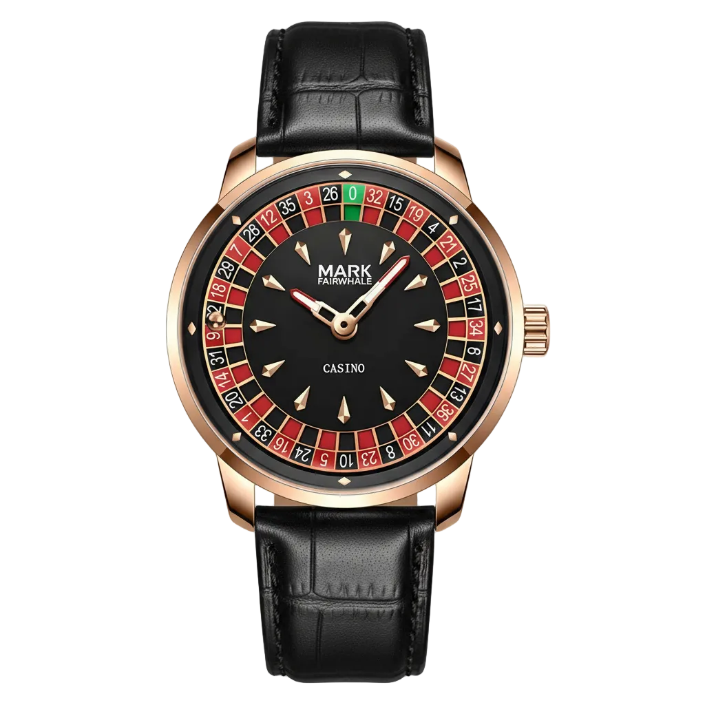 Mark Fairwhale FW-5031B ROULEX - Men's Quartz Watch Roulette Leather Strap Limited Edition