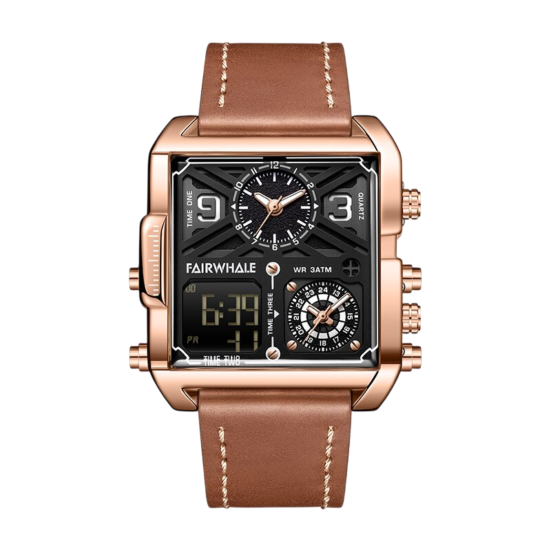 Mark Fairwhale FW-4380 QUADRA - Retro Square Men's Quartz Watch - Vintage Style