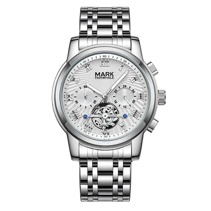 Mark Fairwhale FW-5036 NEXORA - Men's Multi-Function Quartz Watch with Roman Dial & Stainless Steel Bracelet
