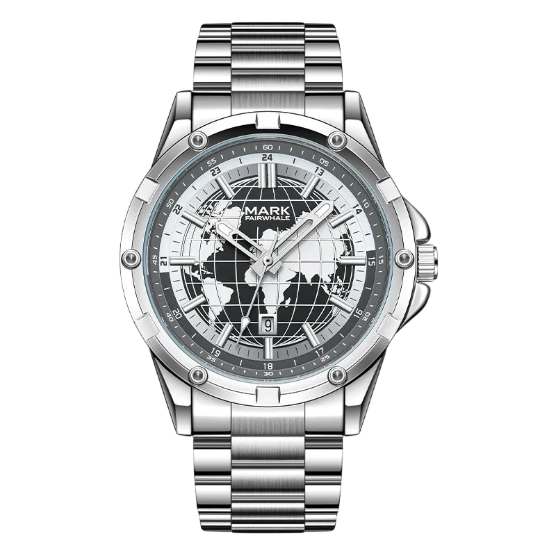 MARK FAIRWHALE FW-5130 CLASSIFOR - Quartz Watch World Dial & Luminous - Stainless Steel Design