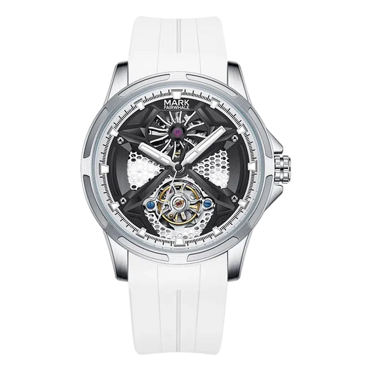 Mark Fairwhale FW-6008 POLARION - Men's Skeleton Automatic Watch White Strap Edition