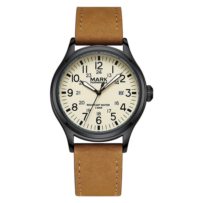 Mark Fairwhale FW-5079 BRAVEROX - Men's Waterproof Brown Leather Watch