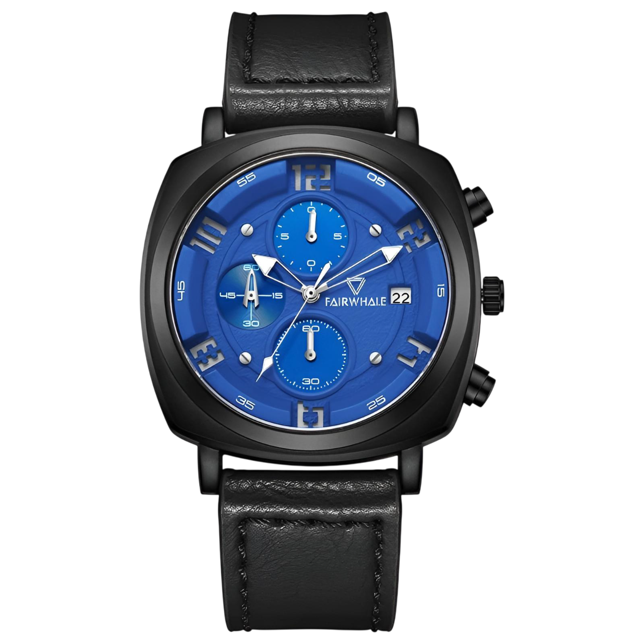 Mark Fairwhale FW-5510 AEROCOMMANDER Leather Military Watch with Blue Dial